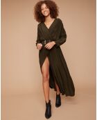 Robe longue cache-coeur Popular kaki