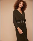 Robe longue cache-coeur Popular kaki