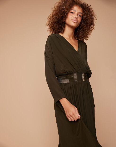 Robe longue cache-coeur Popular kaki