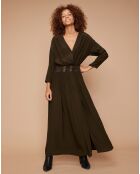 Robe longue cache-coeur Popular kaki