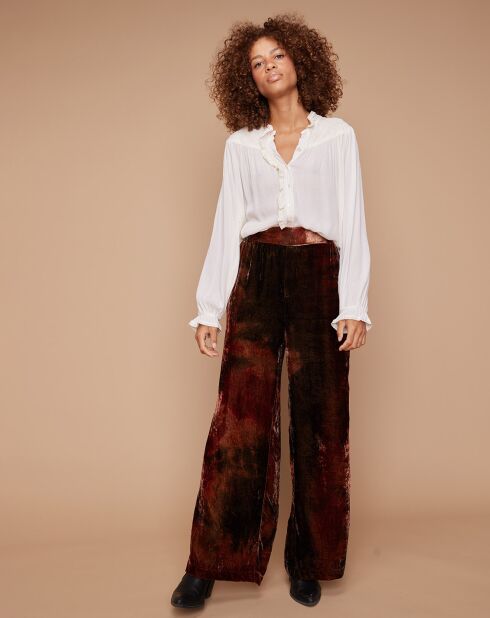 Pantalon en Velours Sofibiche tie & dye rouge