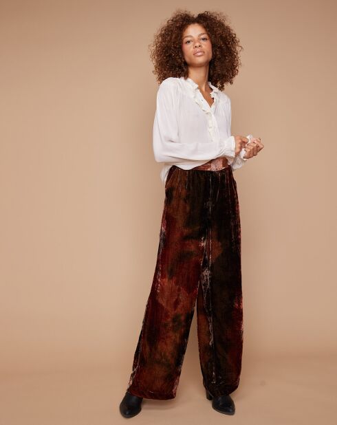 Pantalon en Velours Sofibiche tie & dye rouge