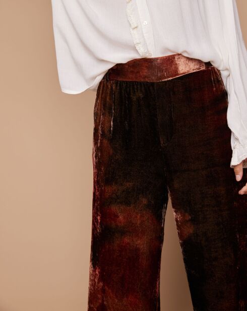 Pantalon en Velours Sofibiche tie & dye rouge