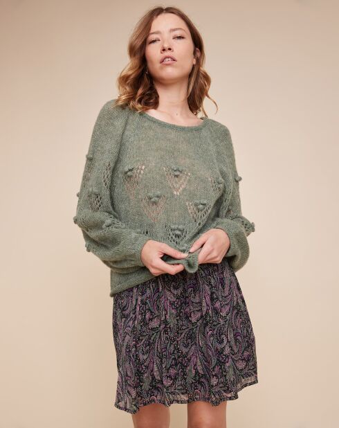 Pull loose en Laine & Mohair mélangés Yeepi amande
