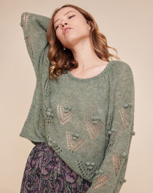 Pull loose en Laine & Mohair mélangés Yeepi amande