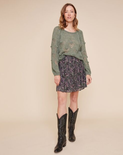Pull loose en Laine & Mohair mélangés Yeepi amande