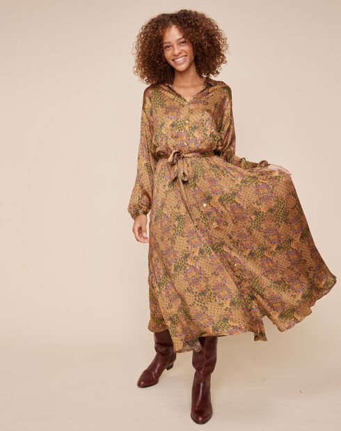 Robe chemise Zélie imprimée camel