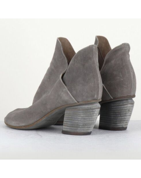 Bottines en Velours de Cuir taupe  - Talon 6 cm