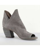 Bottines en Velours de Cuir taupe  - Talon 6 cm