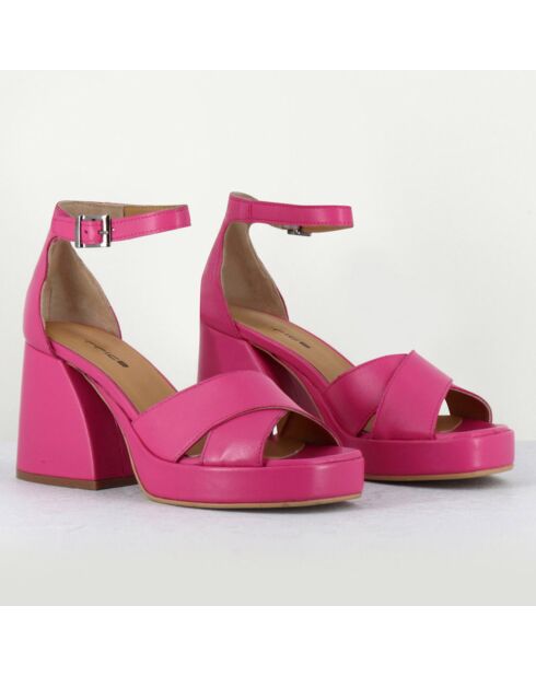 Sandales en Cuir Claudia fushia - Talon 8.5 cm