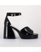 Sandales en Cuir vernis Claudia noires - Talon 8.5 cm