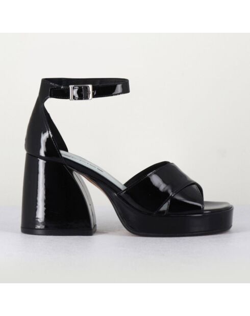 Sandales en Cuir vernis Claudia noires - Talon 8.5 cm