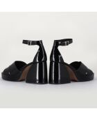 Sandales en Cuir vernis Claudia noires - Talon 8.5 cm