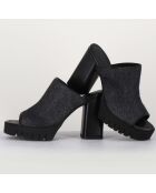 Mules Iris noires  - Talon 10 cm