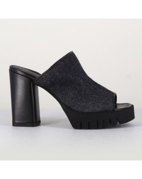 Mules Iris noires  - Talon 10 cm