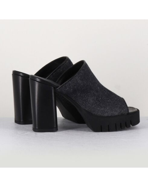 Mules Iris noires  - Talon 10 cm