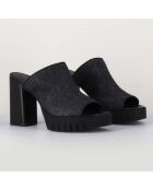 Mules Iris noires  - Talon 10 cm