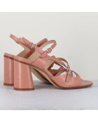 Sandales en Cuir roses - Talon 7 cm