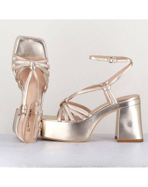 Goldfarbene Ledersandalen - 10,5 cm Absatz