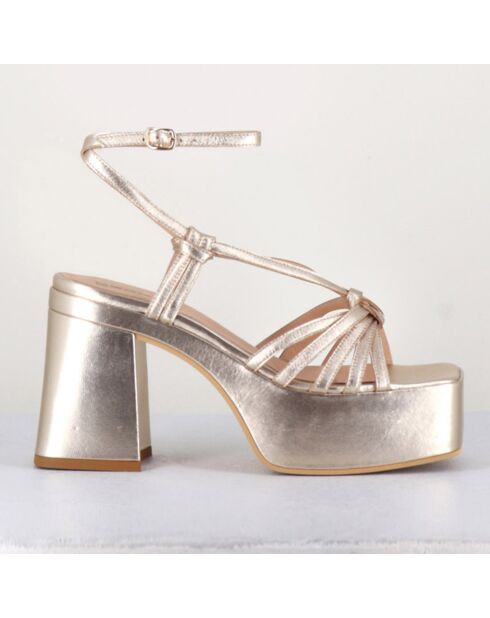 Goldfarbene Ledersandalen - 10,5 cm Absatz