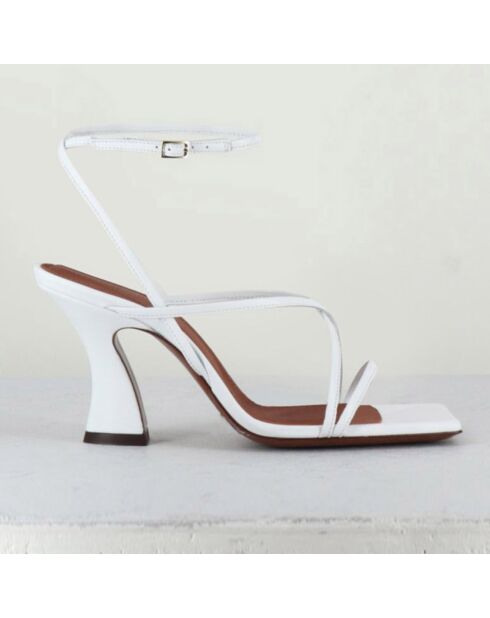 Weiße Ledersandalen - Absatz 7,5 cm