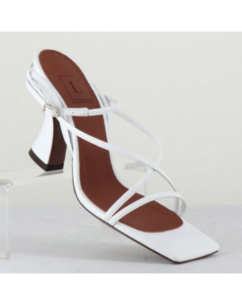 Weiße Ledersandalen - Absatz 7,5 cm