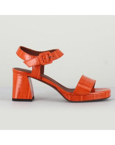 Sandali arancioni in pelle - Tacco 7 cm