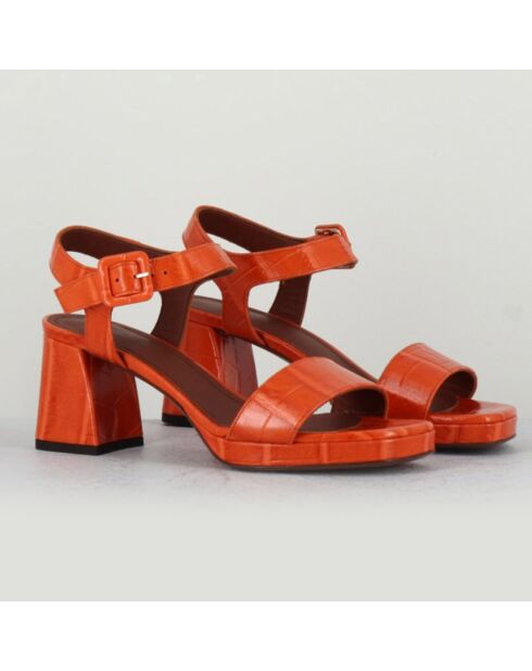 Sandali arancioni in pelle - Tacco 7 cm