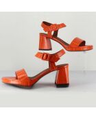 Oranje leren sandalen met hak van 7 cm