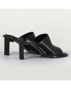 Mules en Cuir Melissa noires - Talon 8 cm