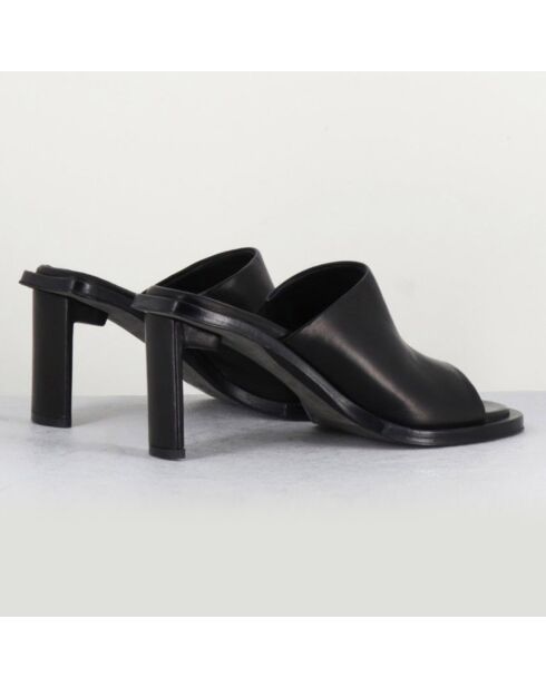 Mules en Cuir Melissa noires - Talon 8 cm