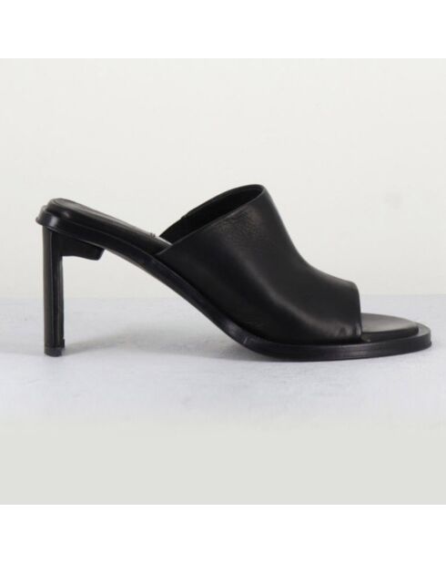 Mules en Cuir Melissa noires - Talon 8 cm