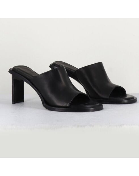 Mules en Cuir Melissa noires - Talon 8 cm