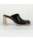 Mules Rebecca de piel negra - Tacón 7 cm
