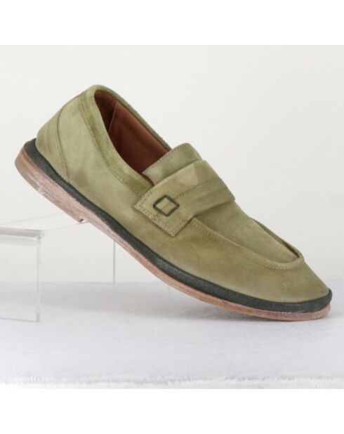 Mocassins en Velours de Cuir verts
