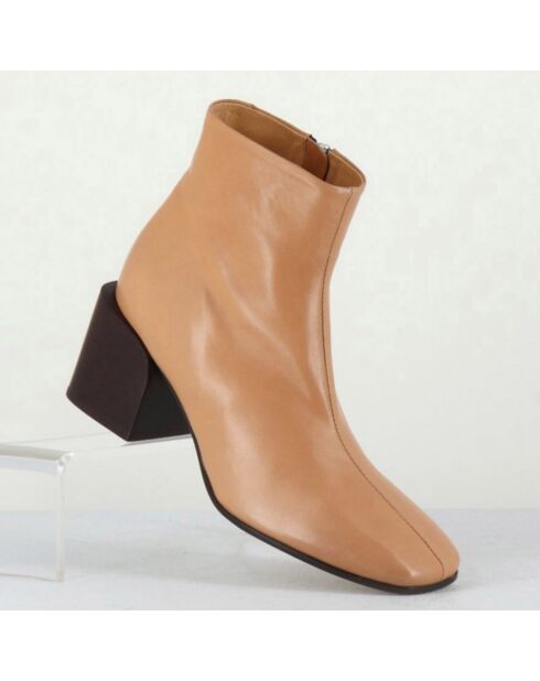 Boots en Cuir Gail nude - Talon 6.5 cm