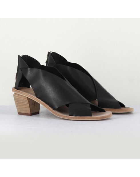 Schwarze Soiree Ledersandalen — 5,5 cm Absatz