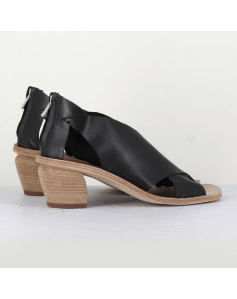 Schwarze Soiree Ledersandalen — 5,5 cm Absatz
