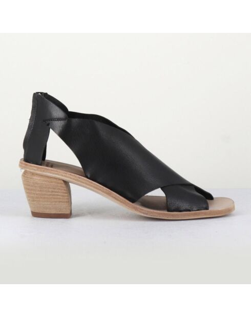 Schwarze Soiree Ledersandalen — 5,5 cm Absatz