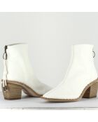 Weiße Leder-Stiefeletten von Yolande, 6,5 cm Absatz