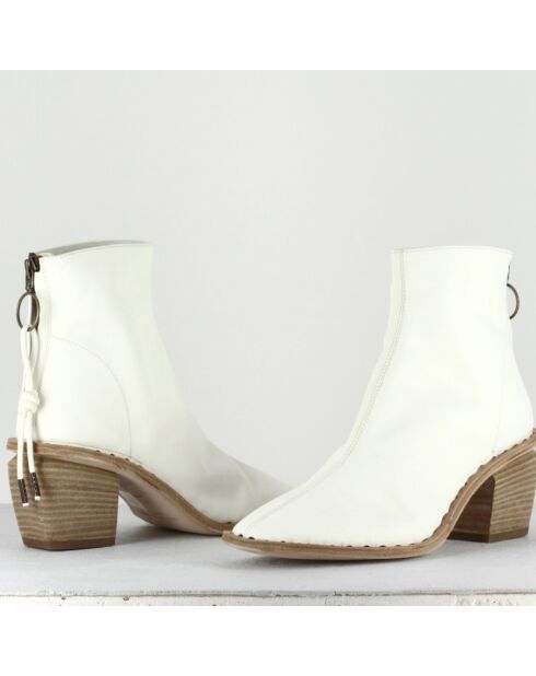 Bottines en Cuir Yolande blanches - Talon 6.5 cm