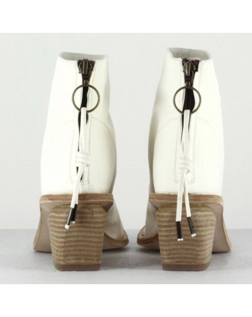 Bottines en Cuir Yolande blanches - Talon 6.5 cm