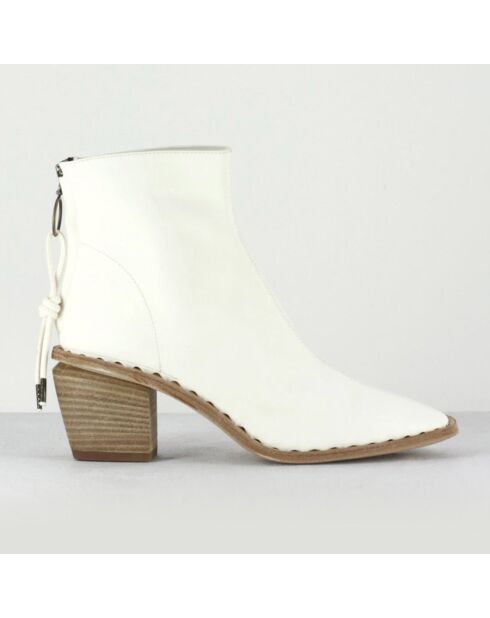Bottines en Cuir Yolande blanches - Talon 6.5 cm
