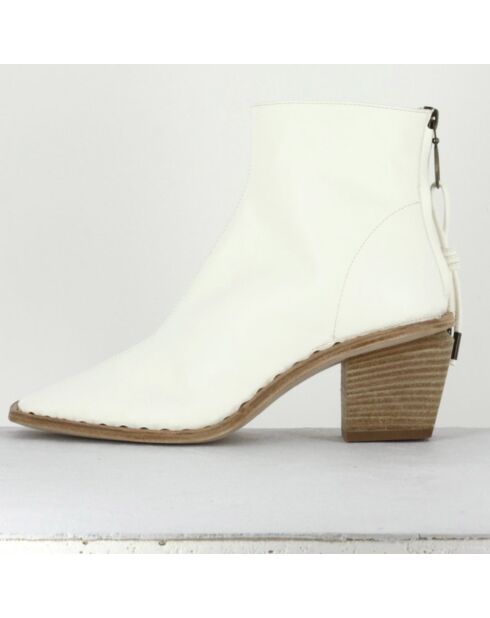 Bottines en Cuir Yolande blanches - Talon 6.5 cm