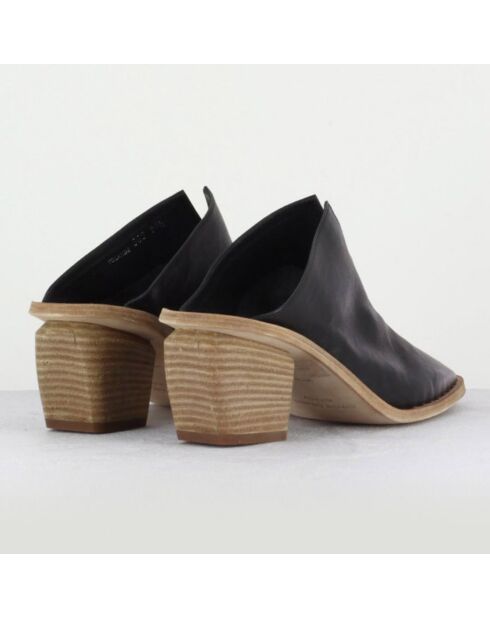 Schwarze Lederpantolette Yolande - 6,5 cm Absatz