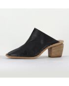 Schwarze Lederpantolette Yolande - 6,5 cm Absatz