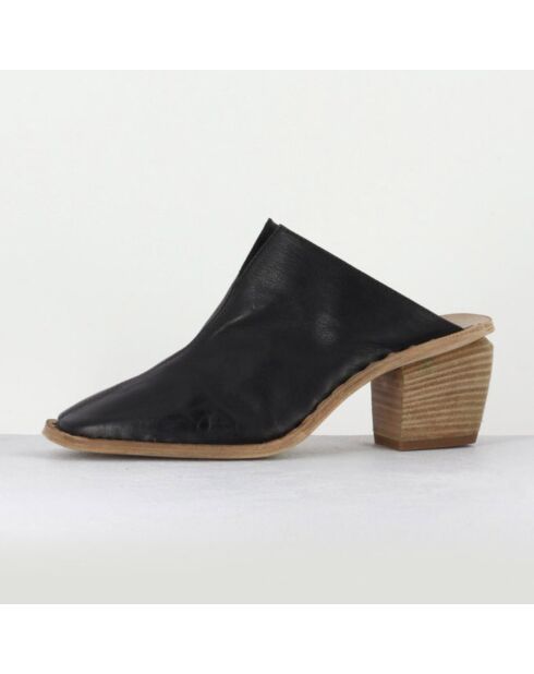 Schwarze Lederpantolette Yolande - 6,5 cm Absatz