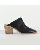 Schwarze Lederpantolette Yolande - 6,5 cm Absatz