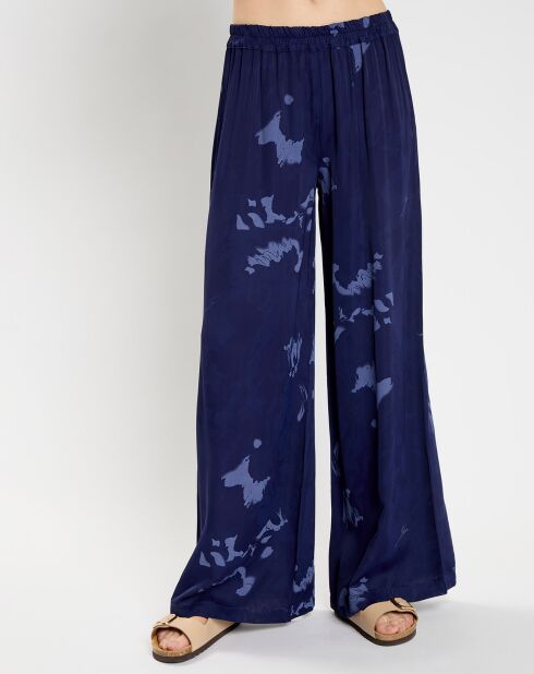 Pantalon satiné Luna bleu nuit