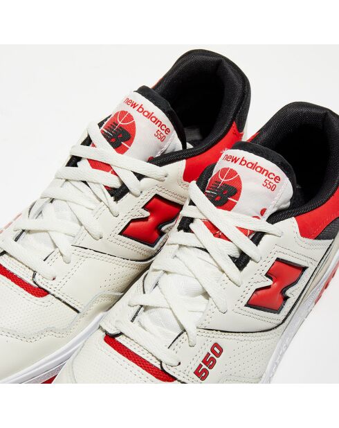 Baskets en Cuir & Textile 550 écru/rouge